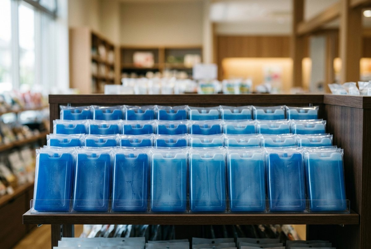 売り場に並ぶハードタイプ保冷剤｜保冷剤が買える場所