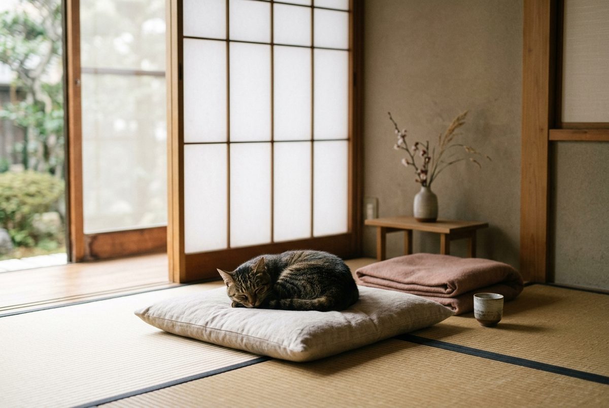 静かな和室で眠る猫｜猫ならではの見送りで気をつけたいこと