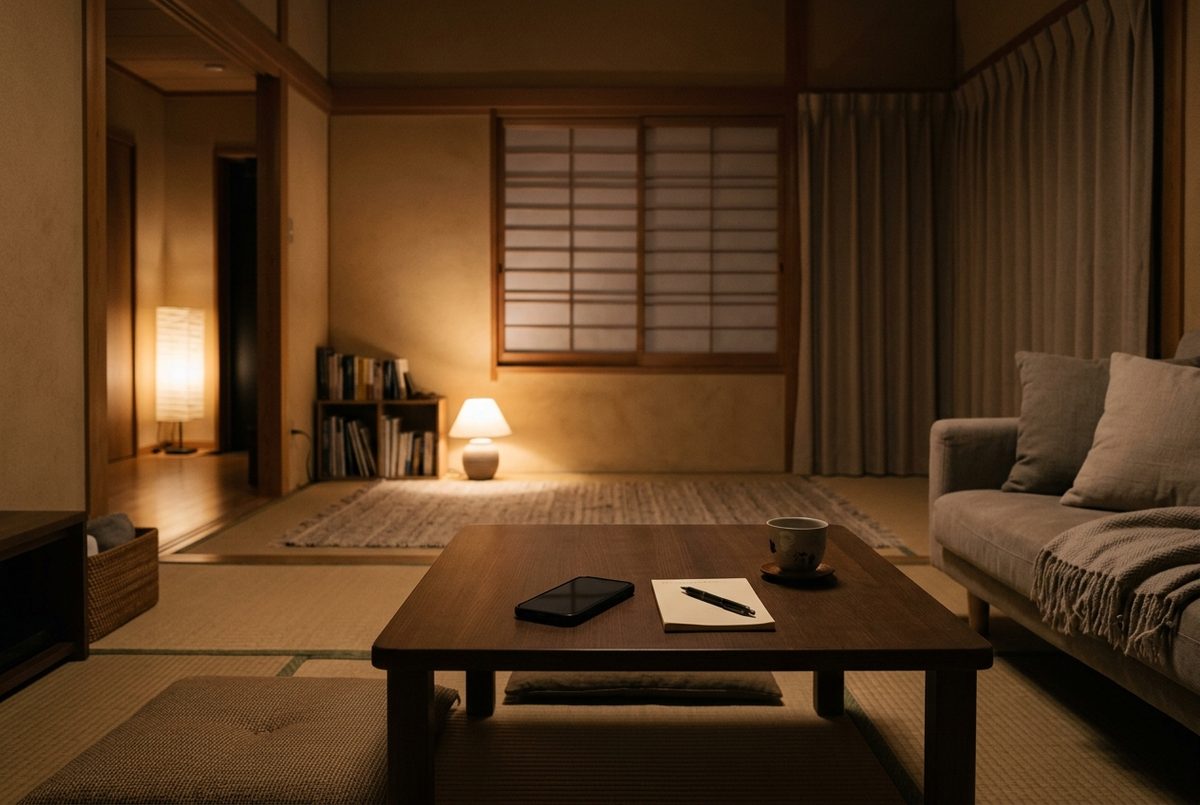 夜の居間と電話|火葬の予約が取れないとき